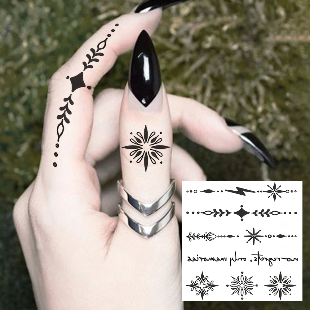 1 Sheet Y2K Temporary Tattoos For Women Men Adults Hands Finger Foot Neck Clavicle Legs Forearm Shank Arm Body Art Makeup, Semi Permanent Temp Fake Tattoo Stickers Waterproof Long Lasting Realistic Tatoos For Festival Party Accessory