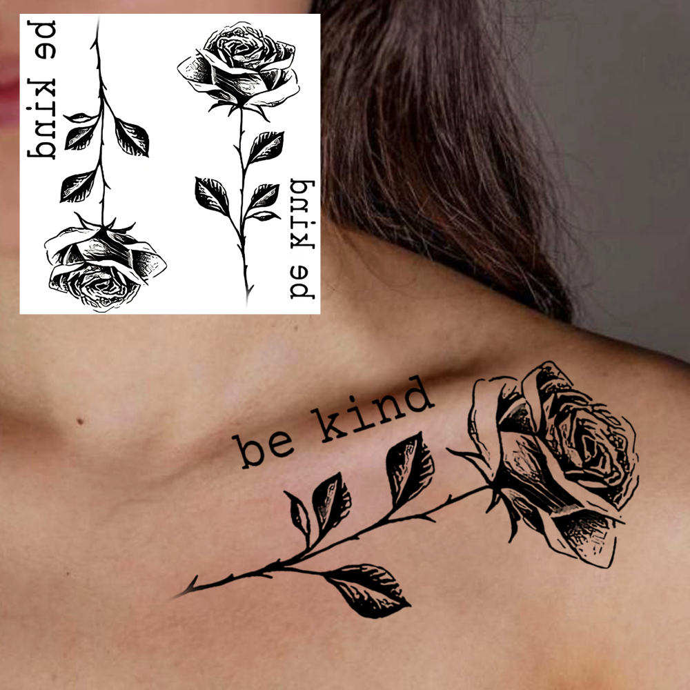 1 Sheet Rose Temporary Tattoos For Women Men Adults Hands Finger Foot Neck Clavicle Legs Forearm Shank Arm Body Art Makeup, Semi Permanent Temp Fake Tattoo Stickers Waterproof Long Lasting Realistic Tatoos For Festival Party Accessory