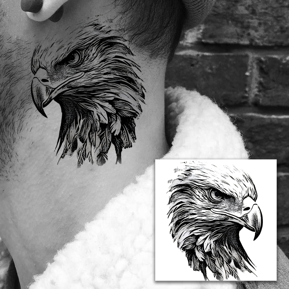 1 Sheet Eagle Temporary Tattoos For Women Men Adults Hands Finger Foot Neck Clavicle Legs Forearm Shank Arm Body Art Makeup, Semi Permanent Temp Fake Tattoo Stickers Waterproof Long Lasting Realistic Tatoos For Festival Party Accessory