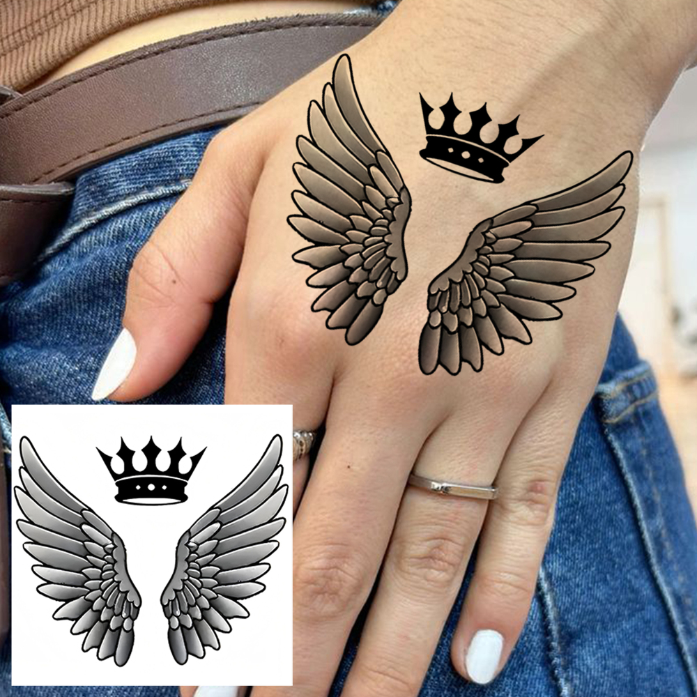 1 Sheet Angel Wings Temporary Tattoos For Women Men Adults Hands Finger Foot Neck Clavicle Legs Forearm Shank Arm Body Art Makeup, Semi Permanent Temp Fake Tattoo Stickers Waterproof Long Lasting Realistic Tatoos For Festival Party Accessory