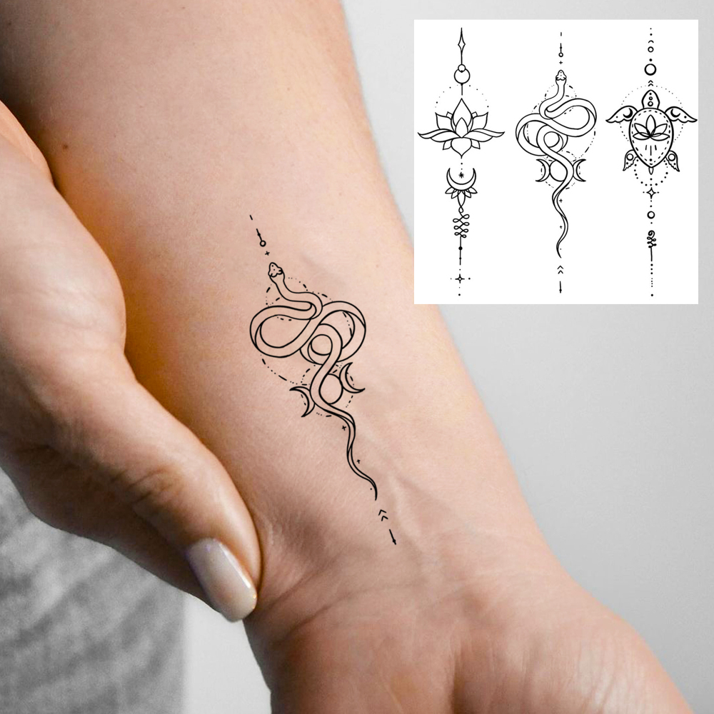 1 Sheet Pendant Jewelry Temporary Tattoos For Women Men Adults Hands Finger Foot Neck Clavicle Legs Forearm Shank Arm Body Art Makeup, Semi Permanent Temp Fake Tattoo Stickers Waterproof Long Lasting Realistic Tatoos For Festival Party Accessory