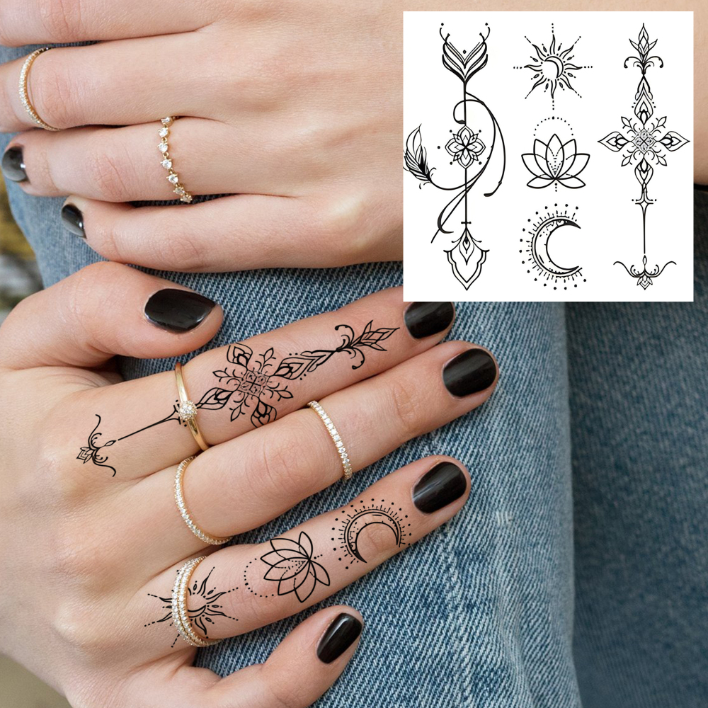 1 Sheet Arrow Temporary Tattoos For Women Men Adults Hands Finger Foot Neck Clavicle Legs Forearm Shank Arm Body Art Makeup, Semi Permanent Temp Fake Tattoo Stickers Waterproof Long Lasting Realistic Tatoos For Festival Party Accessory