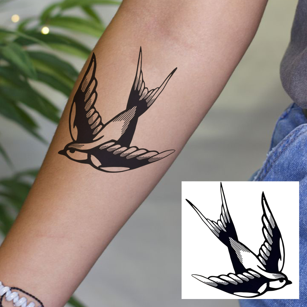 1 Sheet Birds Temporary Tattoos For Women Men Adults Hands Finger Foot Neck Clavicle Legs Forearm Shank Arm Body Art Makeup, Semi Permanent Temp Fake Tattoo Stickers Waterproof Long Lasting Realistic Tatoos For Festival Party Accessory