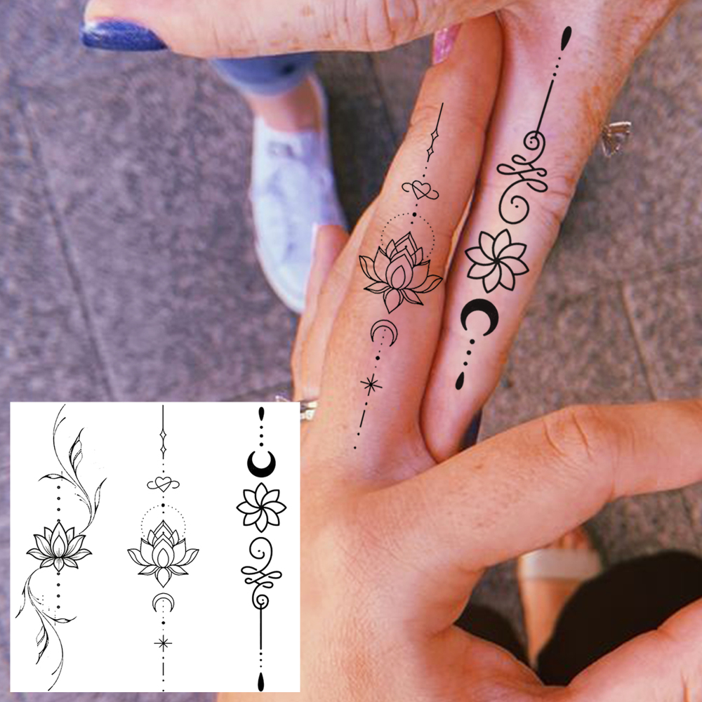 1 Sheet Lotus Temporary Tattoos For Women Men Adults Hands Finger Foot Neck Clavicle Legs Forearm Shank Arm Body Art Makeup, Semi Permanent Temp Fake Tattoo Stickers Waterproof Long Lasting Realistic Tatoos For Festival Party Accessory