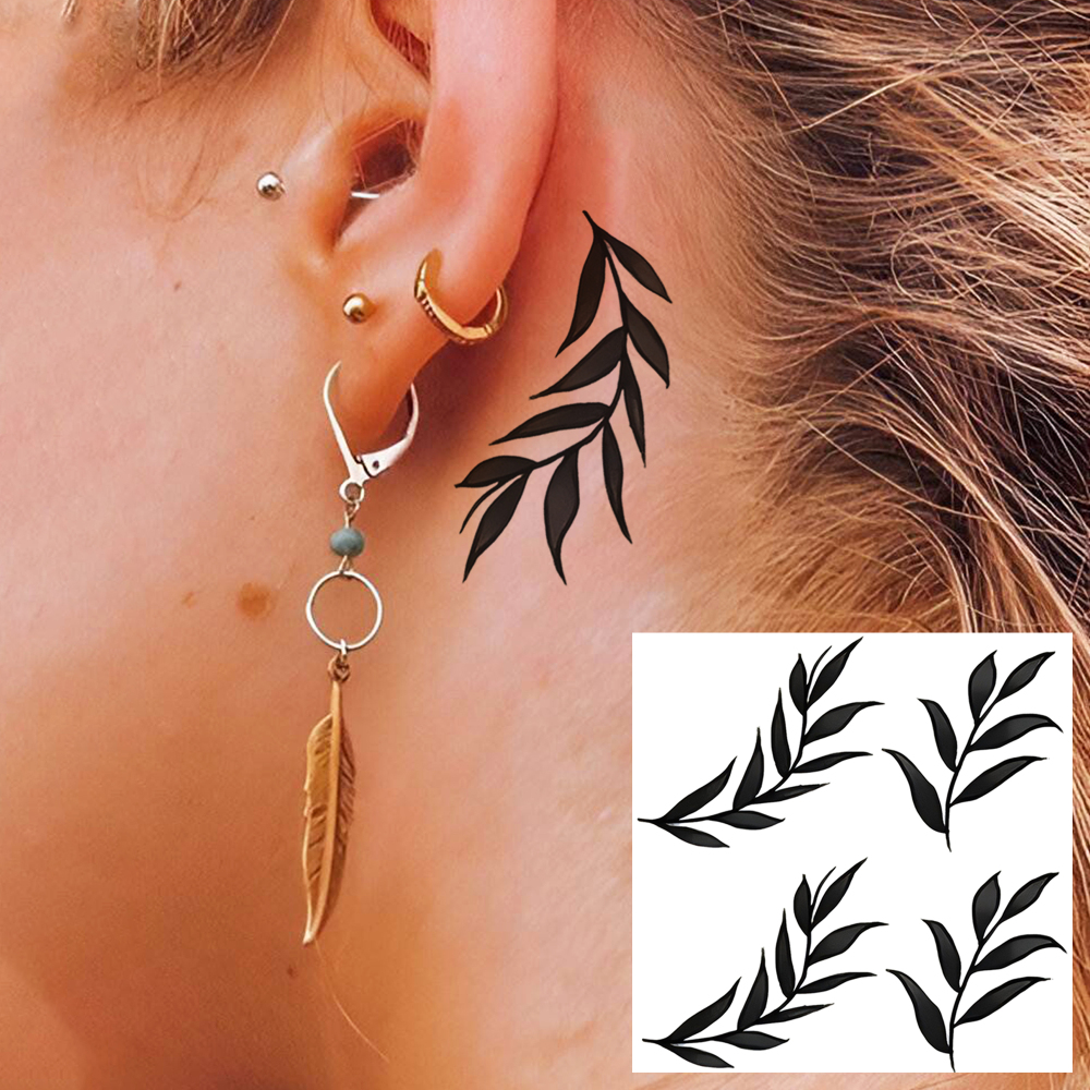 1 Sheet Leaf Temporary Tattoos For Women Men Adults Hands Finger Foot Neck Clavicle Legs Forearm Shank Arm Body Art Makeup, Semi Permanent Temp Fake Tattoo Stickers Waterproof Long Lasting Realistic Tatoos For Festival Party Accessory