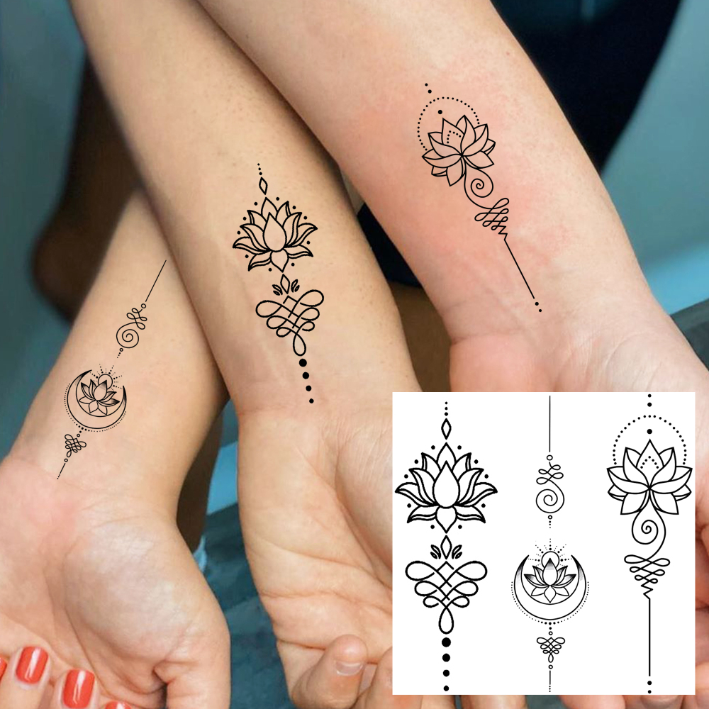 1 Sheet Lotus Temporary Tattoos For Women Men Adults Hands Finger Foot Neck Clavicle Legs Forearm Shank Arm Body Art Makeup, Semi Permanent Temp Fake Tattoo Stickers Waterproof Long Lasting Realistic Tatoos For Festival Party Accessory