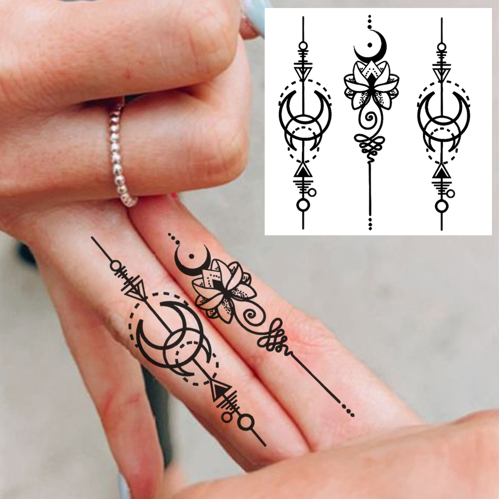 1 Sheet Moon Temporary Tattoos For Women Men Adults Hands Finger Foot Neck Clavicle Legs Forearm Shank Arm Body Art Makeup, Semi Permanent Temp Fake Tattoo Stickers Waterproof Long Lasting Realistic Tatoos For Festival Party Accessory