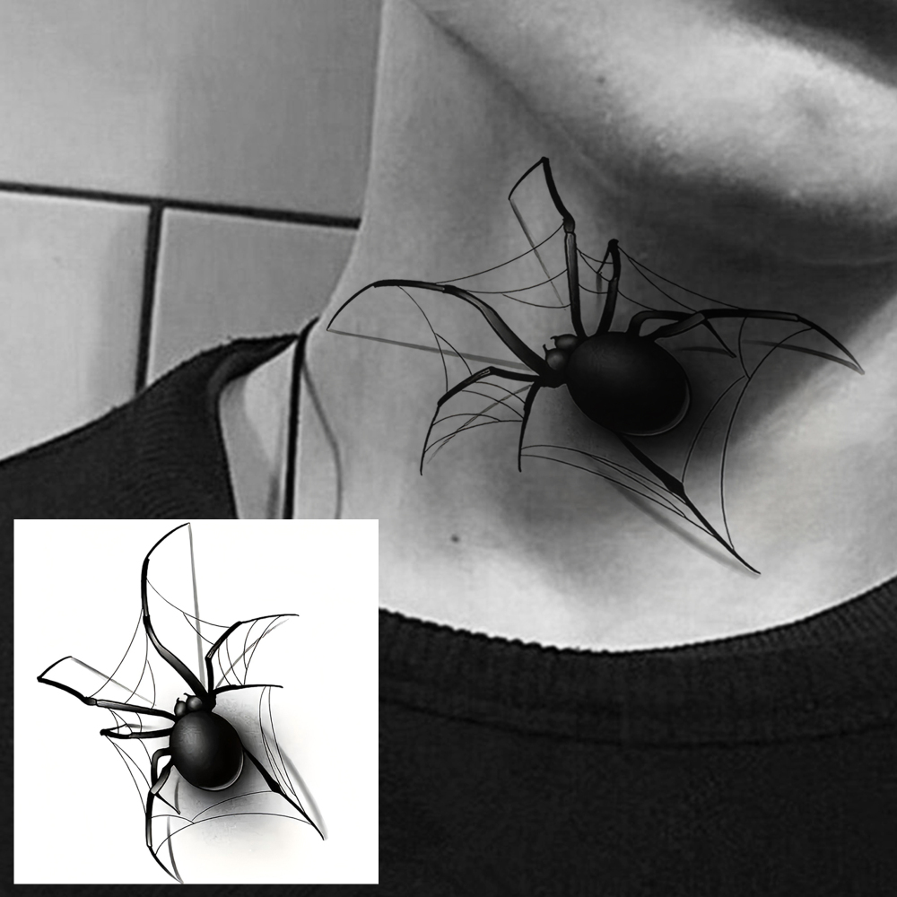 1 Sheet Spider Temporary Tattoos For Women Men Adults Hands Finger Foot Neck Clavicle Legs Forearm Shank Arm Body Art Makeup, Semi Permanent Temp Fake Tattoo Stickers Waterproof Long Lasting Realistic Tatoos For Festival Party Accessory