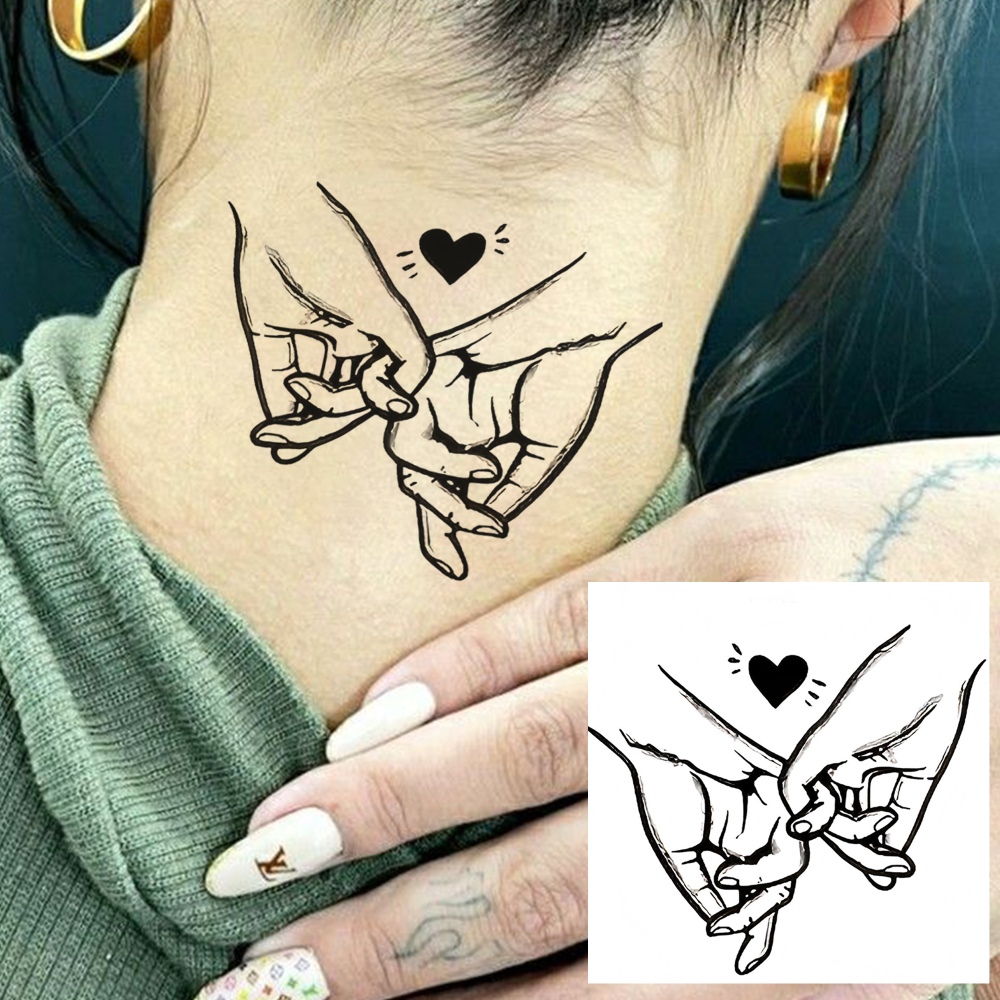 1 Sheet Love Temporary Tattoos For Women Men Adults Hands Finger Foot Neck Clavicle Legs Forearm Shank Arm Body Art Makeup, Semi Permanent Temp Fake Tattoo Stickers Waterproof Long Lasting Realistic Tatoos For Festival Party Accessory