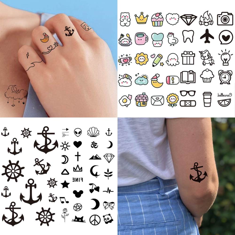 15 Sheets Cute Y2K Temporary Tattoos For Women Men Adults Hands Finger Foot Neck Clavicle Legs Thigh Forearm Shank Arm Body Art Makeup, Semi Permanent Temp Fake Tattoo Stickers Waterproof Long Lasting Realistic Tatoos For Festival Party Accessory