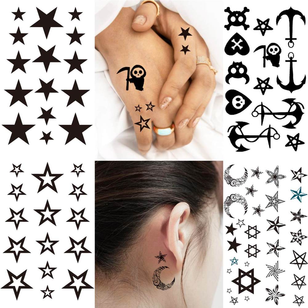 15 Sheets Cute Y2K Temporary Tattoos For Women Men Adults Hands Finger Foot Neck Clavicle Legs Thigh Forearm Shank Arm Body Art Makeup, Semi Permanent Temp Fake Tattoo Stickers Waterproof Long Lasting Realistic Tatoos For Festival Party Accessory