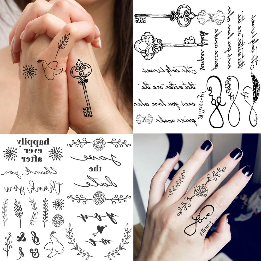 15 Sheets Cute Flower Temporary Tattoos For Women Men Adults Hands Finger Foot Neck Clavicle Legs Thigh Forearm Shank Arm Body Art Makeup, Semi Permanent Temp Fake Tattoo Stickers Waterproof Long Lasting Realistic Tatoos For Festival Party Accessory