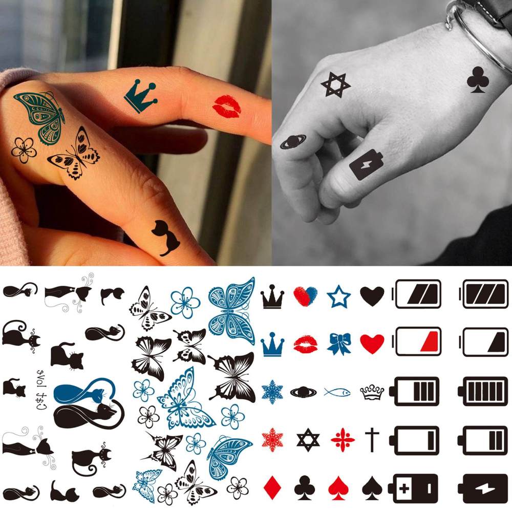 15 Sheets Cute Temporary Tattoos For Women Men Adults Hands Finger Foot Neck Clavicle Legs Thigh Forearm Shank Arm Body Art Makeup, Semi Permanent Temp Fake Tattoo Stickers Waterproof Long Lasting Realistic Tatoos For Festival Party Accessory