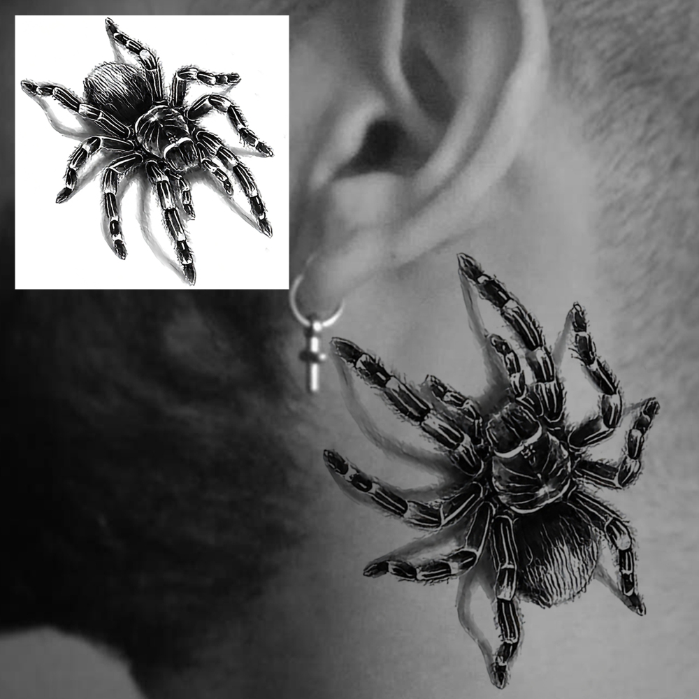 1 Sheet Spider Temporary Tattoos For Women Men Adults Hands Finger Foot Neck Clavicle Legs Forearm Shank Arm Body Art Makeup, Semi Permanent Temp Fake Tattoo Stickers Waterproof Long Lasting Realistic Tatoos For Festival Party Accessory