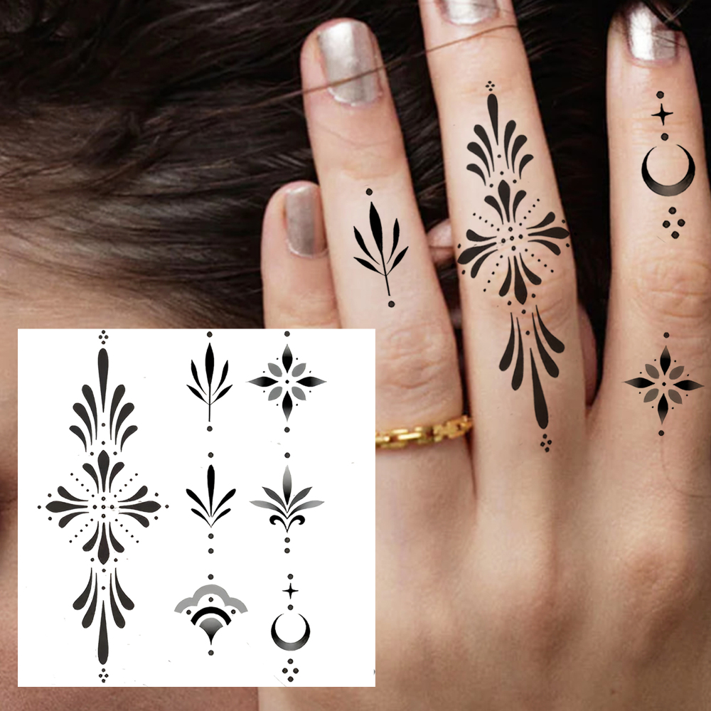 1 Sheet Y2K Temporary Tattoos For Women Men Adults Hands Finger Foot Neck Clavicle Legs Forearm Shank Arm Body Art Makeup, Semi Permanent Temp Fake Tattoo Stickers Waterproof Long Lasting Realistic Tatoos For Festival Party Accessory