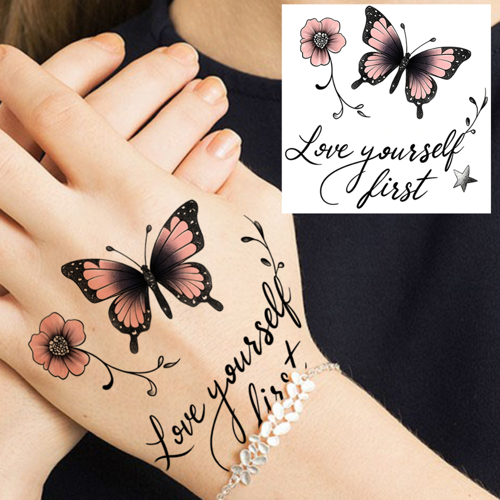 1 Sheet Butterfly Temporary Tattoos For Women Men Adults Hands Finger Foot Neck Clavicle Legs Forearm Shank Arm Body Art Makeup, Semi Permanent Temp Fake Tattoo Stickers Waterproof Long Lasting Realistic Tatoos For Festival Party Accessory