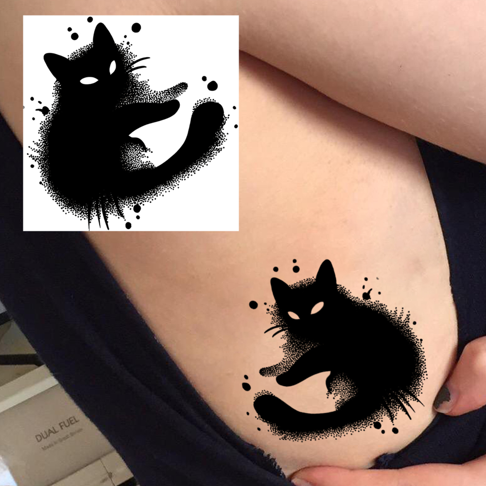 1 Sheet Cat Temporary Tattoos For Women Men Adults Hands Finger Foot Neck Clavicle Legs Forearm Shank Arm Body Art Makeup, Semi Permanent Temp Fake Tattoo Stickers Waterproof Long Lasting Realistic Tatoos For Festival Party Accessory