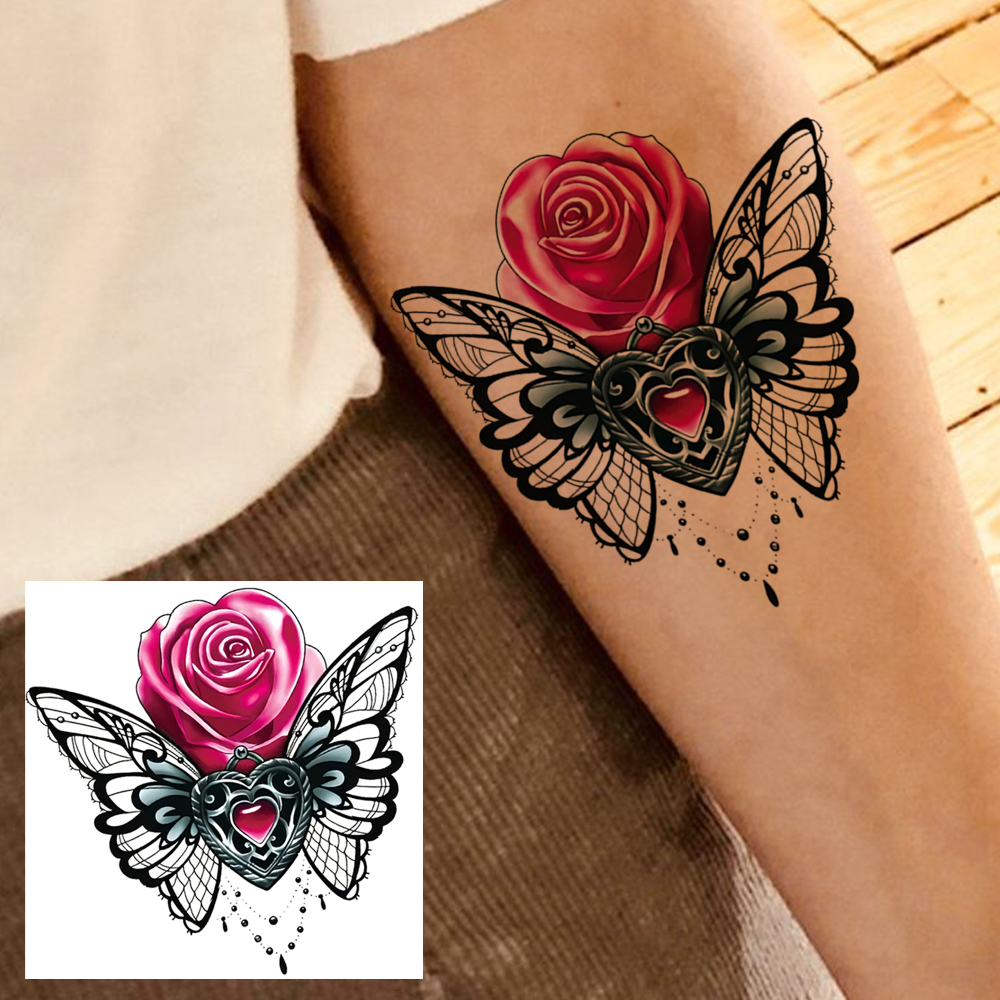 1 Sheet Butterfly Temporary Tattoos For Women Men Adults Hands Finger Foot Neck Clavicle Legs Forearm Shank Arm Body Art Makeup, Semi Permanent Temp Fake Tattoo Stickers Waterproof Long Lasting Realistic Tatoos For Festival Party Accessory
