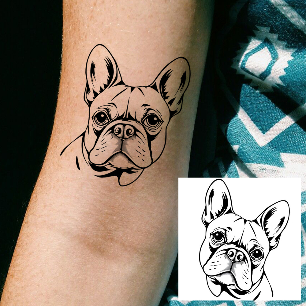 1 Sheet Dog Temporary Tattoos For Women Men Adults Hands Finger Foot Neck Clavicle Legs Forearm Shank Arm Body Art Makeup, Semi Permanent Temp Fake Tattoo Stickers Waterproof Long Lasting Realistic Tatoos For Festival Party Accessory