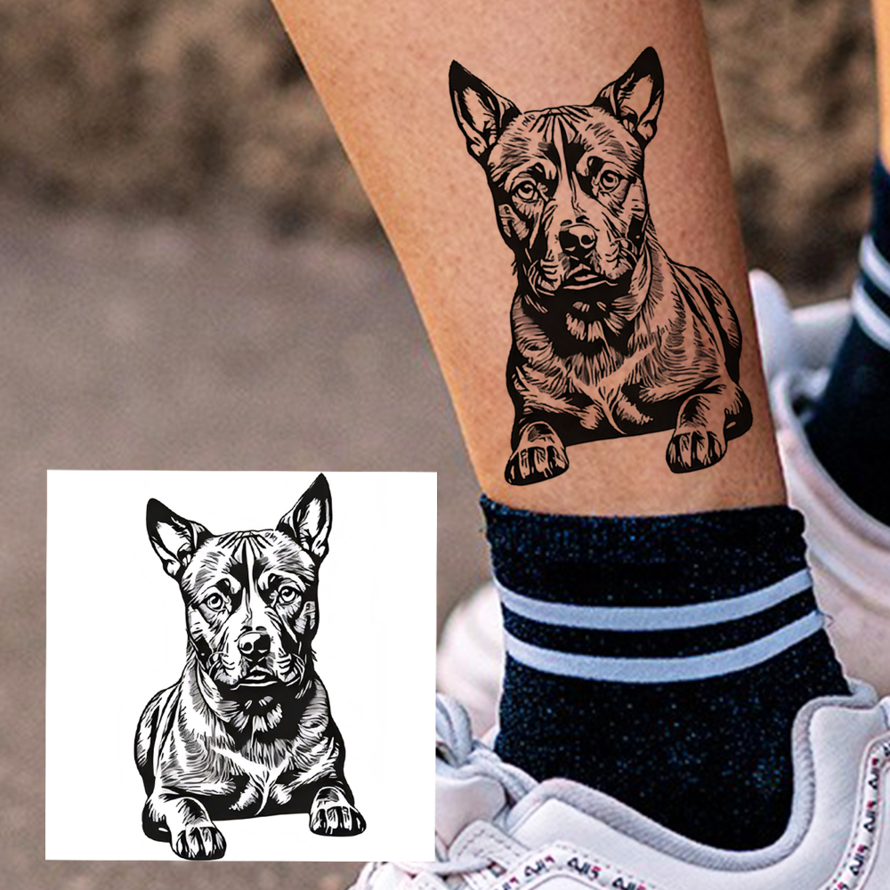1 Sheet Dog Temporary Tattoos For Women Men Adults Hands Finger Foot Neck Clavicle Legs Forearm Shank Arm Body Art Makeup, Semi Permanent Temp Fake Tattoo Stickers Waterproof Long Lasting Realistic Tatoos For Festival Party Accessory
