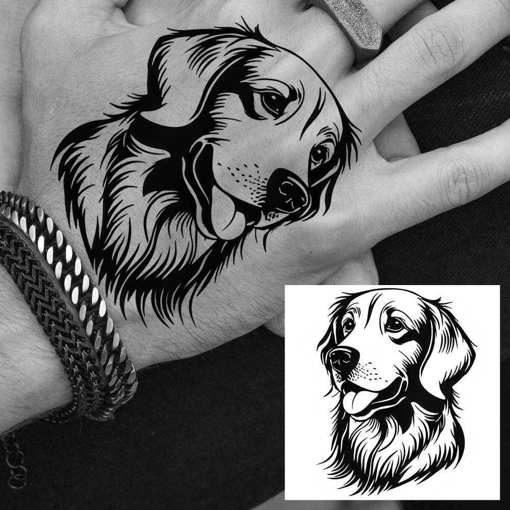 1 Sheet Dog Temporary Tattoos For Women Men Adults Hands Finger Foot Neck Clavicle Legs Forearm Shank Arm Body Art Makeup, Semi Permanent Temp Fake Tattoo Stickers Waterproof Long Lasting Realistic Tatoos For Festival Party Accessory