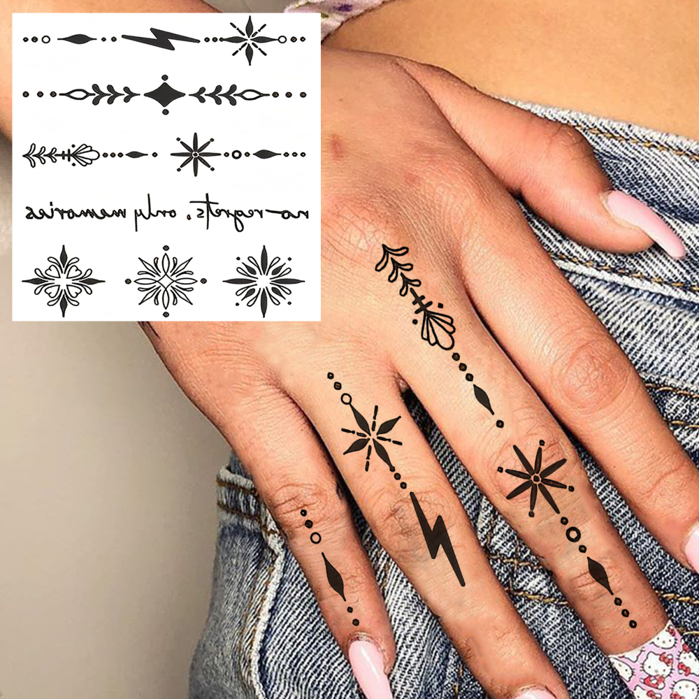 1 Sheet Y2K Temporary Tattoos For Women Men Adults Hands Finger Foot Neck Clavicle Legs Forearm Shank Arm Body Art Makeup, Semi Permanent Temp Fake Tattoo Stickers Waterproof Long Lasting Realistic Tatoos For Festival Party Accessory