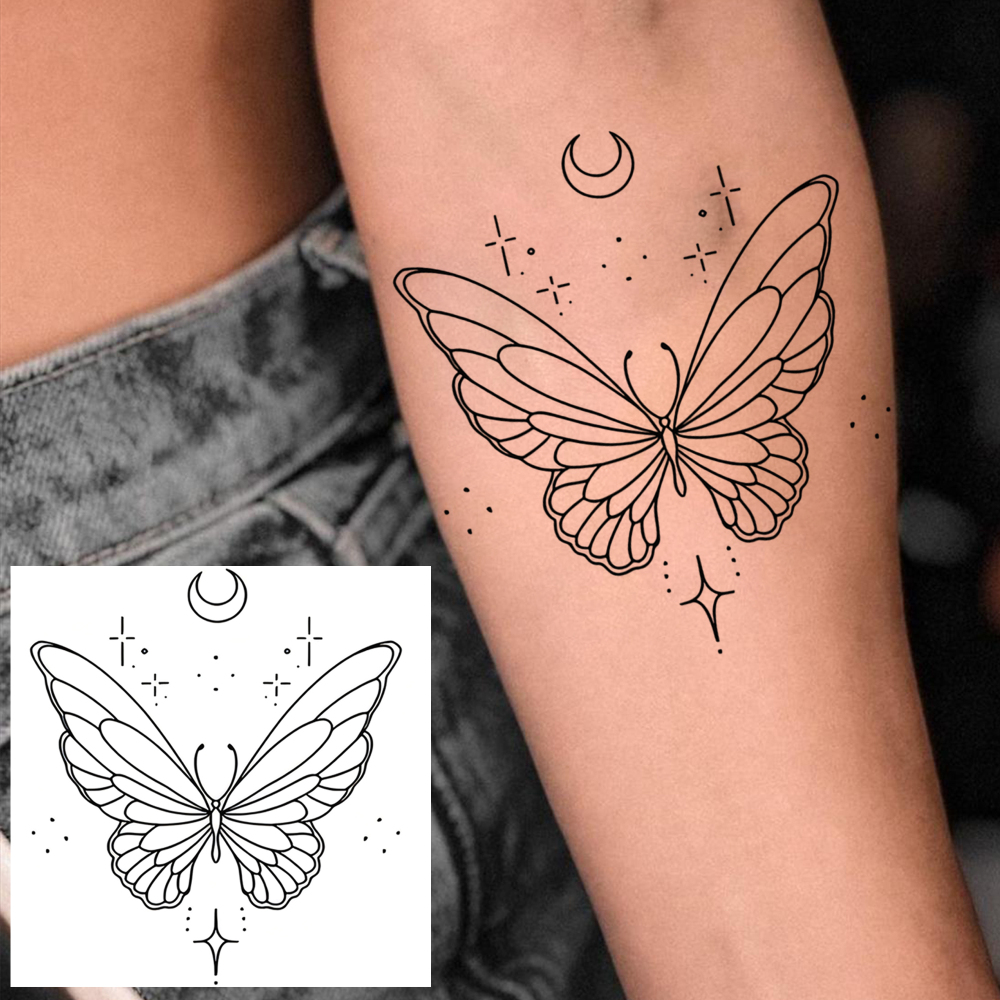 1 Sheet Butterfly Temporary Tattoos For Women Men Adults Hands Finger Foot Neck Clavicle Legs Forearm Shank Arm Body Art Makeup, Semi Permanent Temp Fake Tattoo Stickers Waterproof Long Lasting Realistic Tatoos For Festival Party Accessory