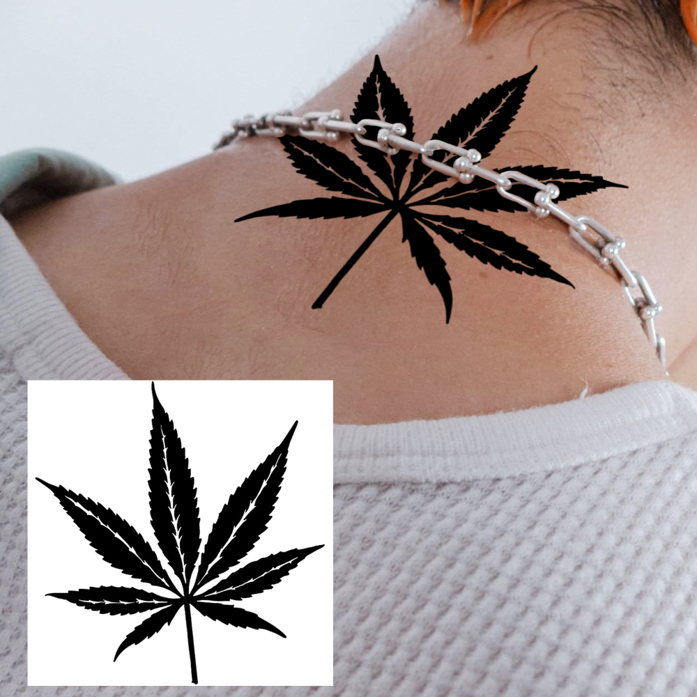 1 Sheet Maple Leaf Temporary Tattoos For Women Men Adults Hands Finger Foot Neck Clavicle Legs Forearm Shank Arm Body Art Makeup, Semi Permanent Temp Fake Tattoo Stickers Waterproof Long Lasting Realistic Tatoos For Festival Party Accessory