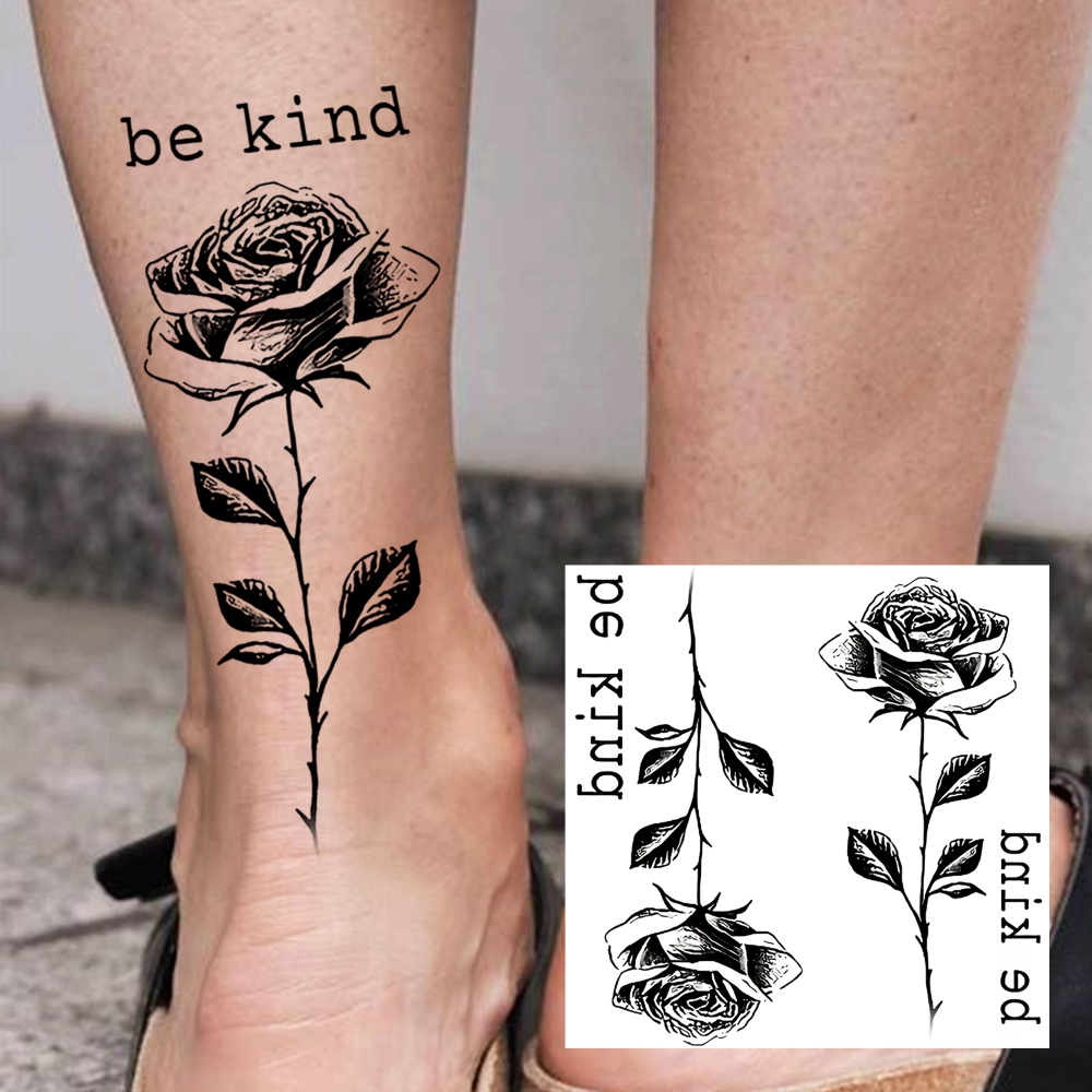1 Sheet Rose Temporary Tattoos For Women Men Adults Hands Finger Foot Neck Clavicle Legs Forearm Shank Arm Body Art Makeup, Semi Permanent Temp Fake Tattoo Stickers Waterproof Long Lasting Realistic Tatoos For Festival Party Accessory