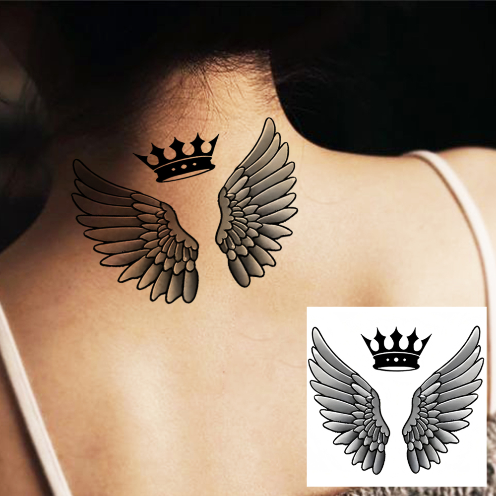 1 Sheet Angel Wings Temporary Tattoos For Women Men Adults Hands Finger Foot Neck Clavicle Legs Forearm Shank Arm Body Art Makeup, Semi Permanent Temp Fake Tattoo Stickers Waterproof Long Lasting Realistic Tatoos For Festival Party Accessory