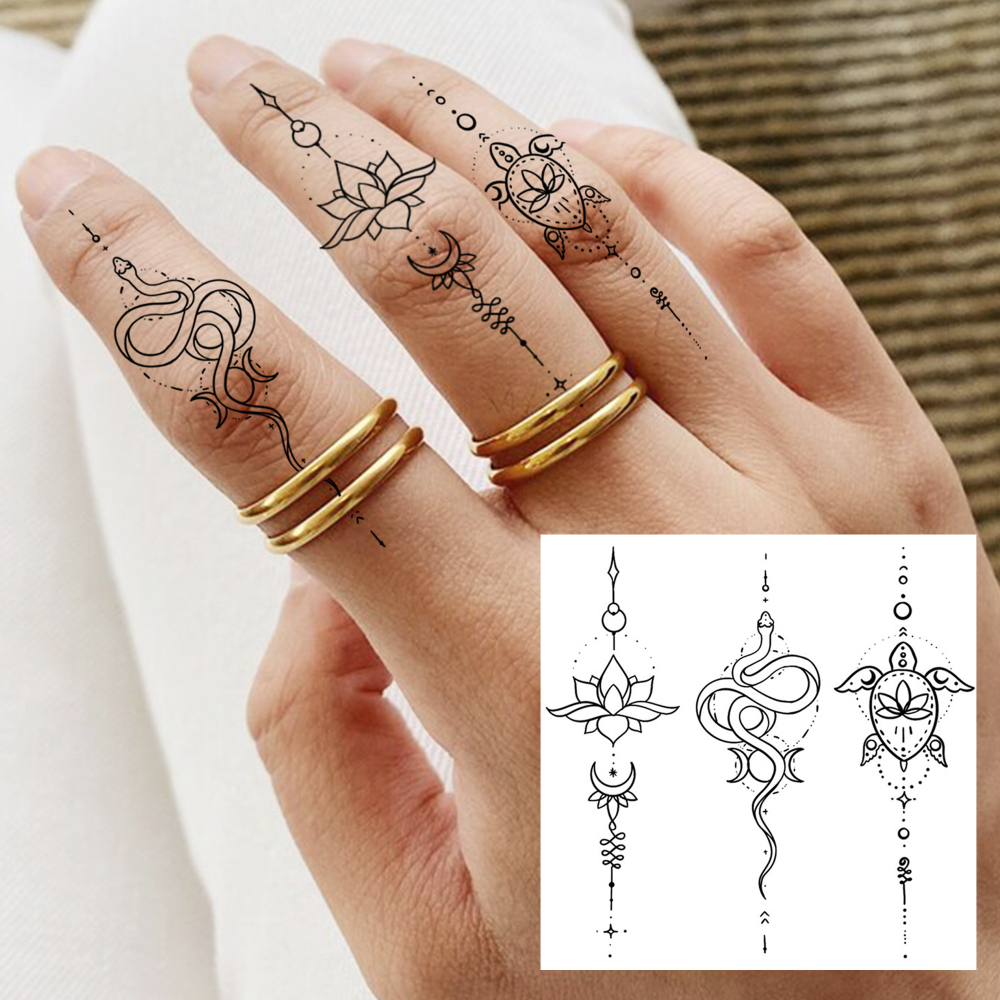 1 Sheet Lotus Temporary Tattoos For Women Men Adults Hands Finger Foot Neck Clavicle Legs Forearm Shank Arm Body Art Makeup, Semi Permanent Temp Fake Tattoo Stickers Waterproof Long Lasting Realistic Tatoos For Festival Party Accessory
