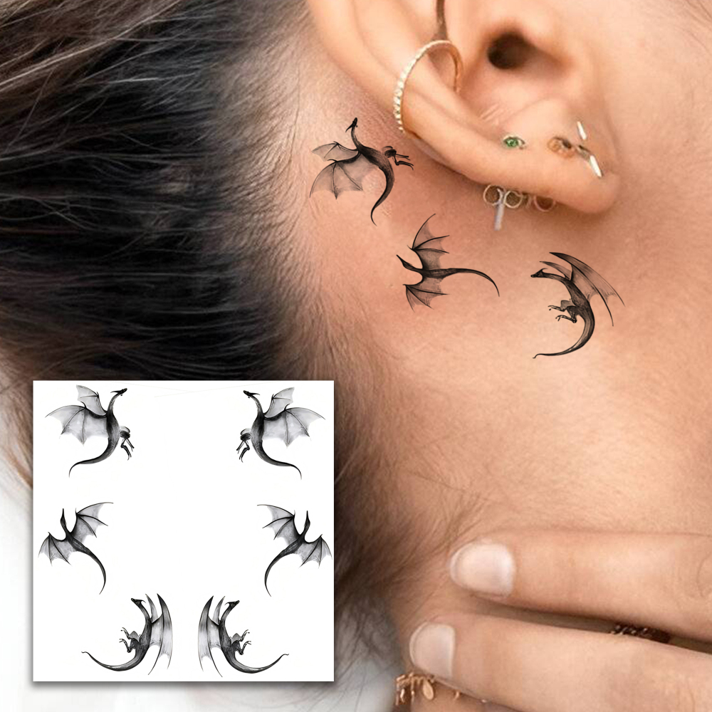 1 Sheet Dragon Temporary Tattoos For Women Men Adults Hands Finger Foot Neck Clavicle Legs Forearm Shank Arm Body Art Makeup, Semi Permanent Temp Fake Tattoo Stickers Waterproof Long Lasting Realistic Tatoos For Festival Party Accessory