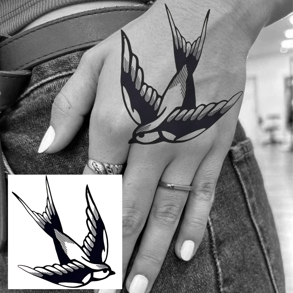 1 Sheet Birds Temporary Tattoos For Women Men Adults Hands Finger Foot Neck Clavicle Legs Forearm Shank Arm Body Art Makeup, Semi Permanent Temp Fake Tattoo Stickers Waterproof Long Lasting Realistic Tatoos For Festival Party Accessory