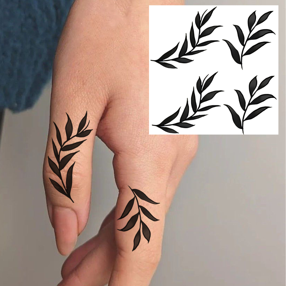 1 Sheet Leaf Temporary Tattoos For Women Men Adults Hands Finger Foot Neck Clavicle Legs Forearm Shank Arm Body Art Makeup, Semi Permanent Temp Fake Tattoo Stickers Waterproof Long Lasting Realistic Tatoos For Festival Party Accessory
