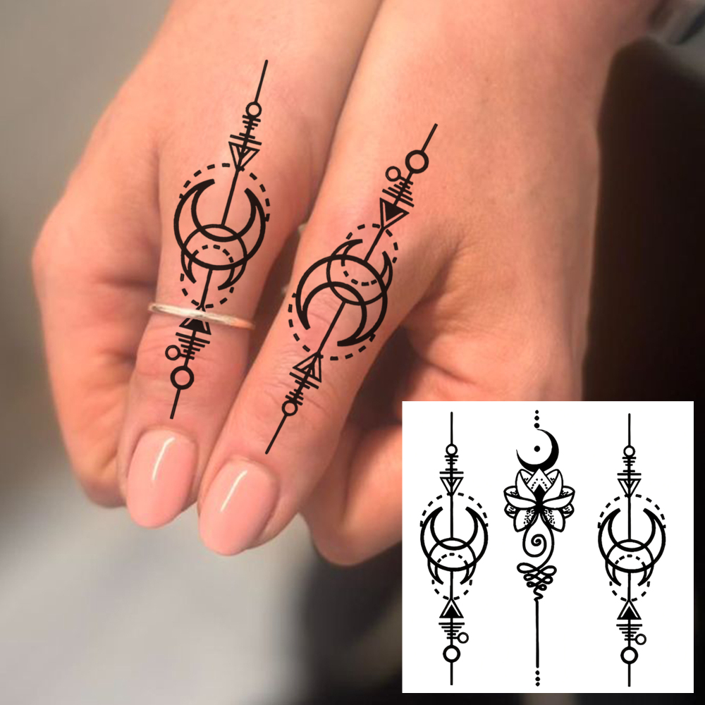 1 Sheet Moon Temporary Tattoos For Women Men Adults Hands Finger Foot Neck Clavicle Legs Forearm Shank Arm Body Art Makeup, Semi Permanent Temp Fake Tattoo Stickers Waterproof Long Lasting Realistic Tatoos For Festival Party Accessory