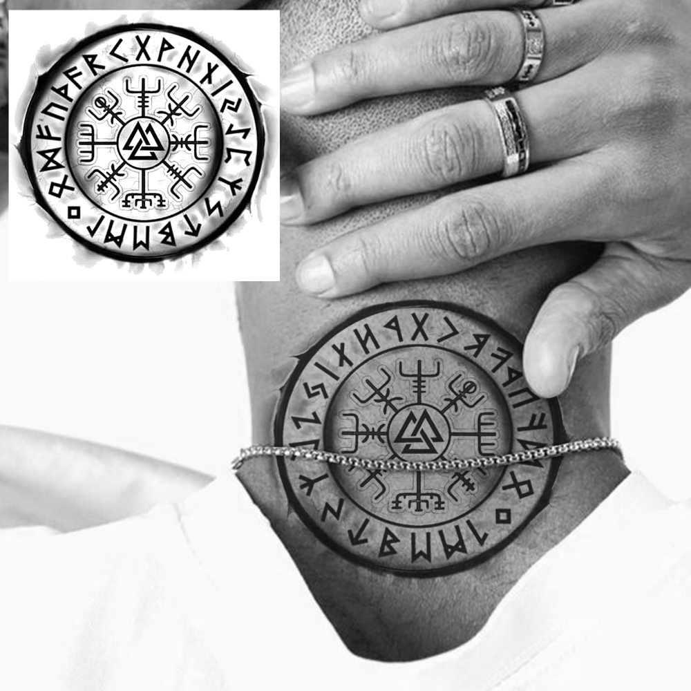 1 Sheet Compass Totem Temporary Tattoos For Women Men Adults Hands Finger Foot Neck Clavicle Legs Forearm Shank Arm Body Art Makeup, Semi Permanent Temp Fake Tattoo Stickers Waterproof Long Lasting Realistic Tatoos For Festival Party Accessory