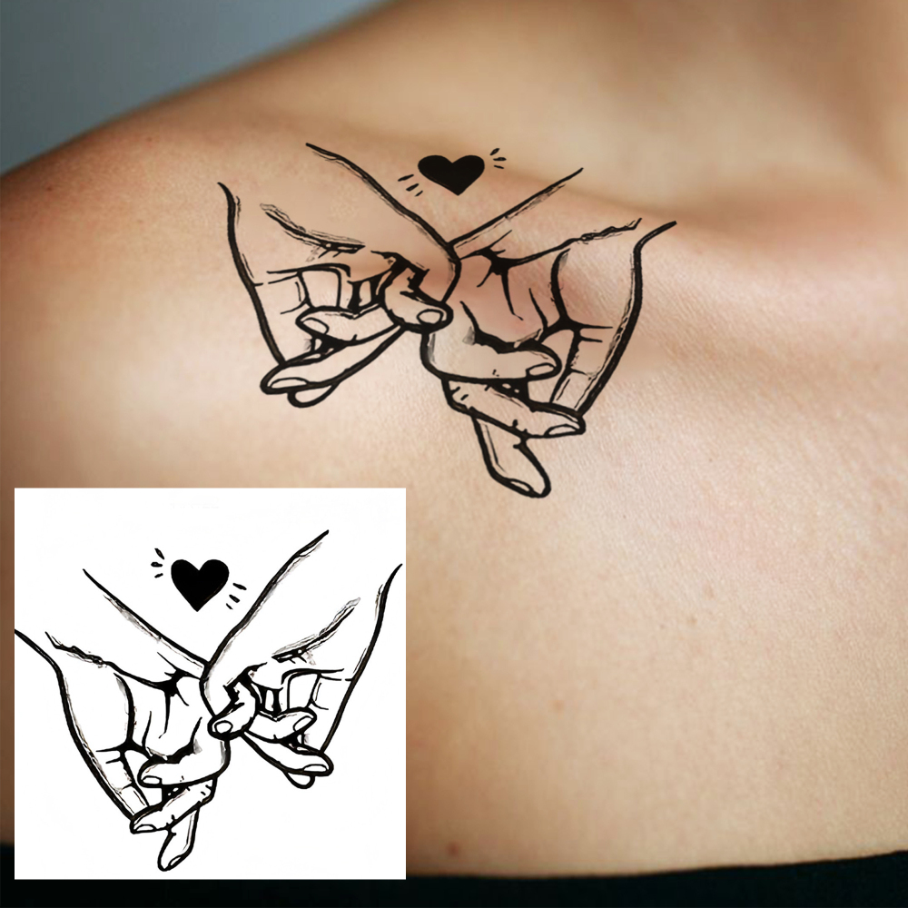 1 Sheet Love Temporary Tattoos For Women Men Adults Hands Finger Foot Neck Clavicle Legs Forearm Shank Arm Body Art Makeup, Semi Permanent Temp Fake Tattoo Stickers Waterproof Long Lasting Realistic Tatoos For Festival Party Accessory