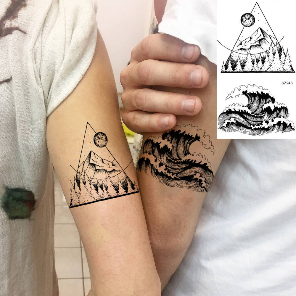 15 Sheets Mountain Temporary Tattoos For Women Men Adults Kids Hands Finger Foot Neck Clavicle Shank Arm Body Art Makeup, Semi Permanent Temp Fake Tattoo Stickers Waterproof Long Lasting Realistic Tatoos For Festival Party Accessory