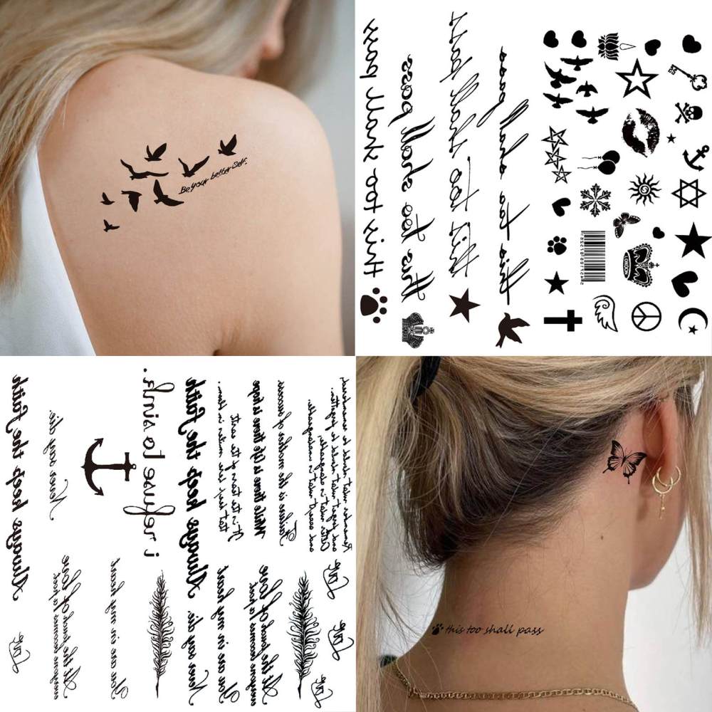 15 Sheets Cute Y2K Temporary Tattoos For Women Men Adults Hands Finger Foot Neck Clavicle Legs Thigh Forearm Shank Arm Body Art Makeup, Semi Permanent Temp Fake Tattoo Stickers Waterproof Long Lasting Realistic Tatoos For Festival Party Accessory