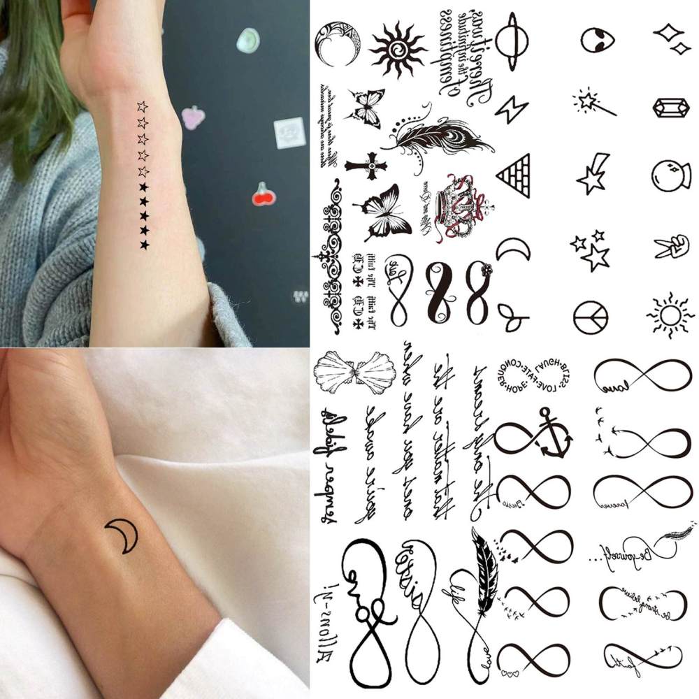 15 Sheets Cute Y2K Temporary Tattoos For Women Men Adults Hands Finger Foot Neck Clavicle Legs Thigh Forearm Shank Arm Body Art Makeup, Semi Permanent Temp Fake Tattoo Stickers Waterproof Long Lasting Realistic Tatoos For Festival Party Accessory
