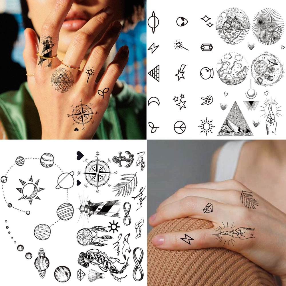 15 Sheets Cute Flower Temporary Tattoos For Women Men Adults Hands Finger Foot Neck Clavicle Legs Thigh Forearm Shank Arm Body Art Makeup, Semi Permanent Temp Fake Tattoo Stickers Waterproof Long Lasting Realistic Tatoos For Festival Party Accessory
