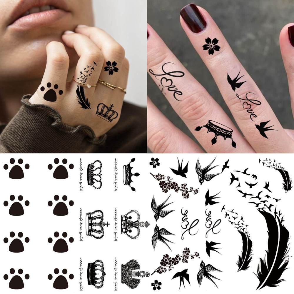 15 Sheets Cute Temporary Tattoos For Women Men Adults Hands Finger Foot Neck Clavicle Legs Thigh Forearm Shank Arm Body Art Makeup, Semi Permanent Temp Fake Tattoo Stickers Waterproof Long Lasting Realistic Tatoos For Festival Party Accessory