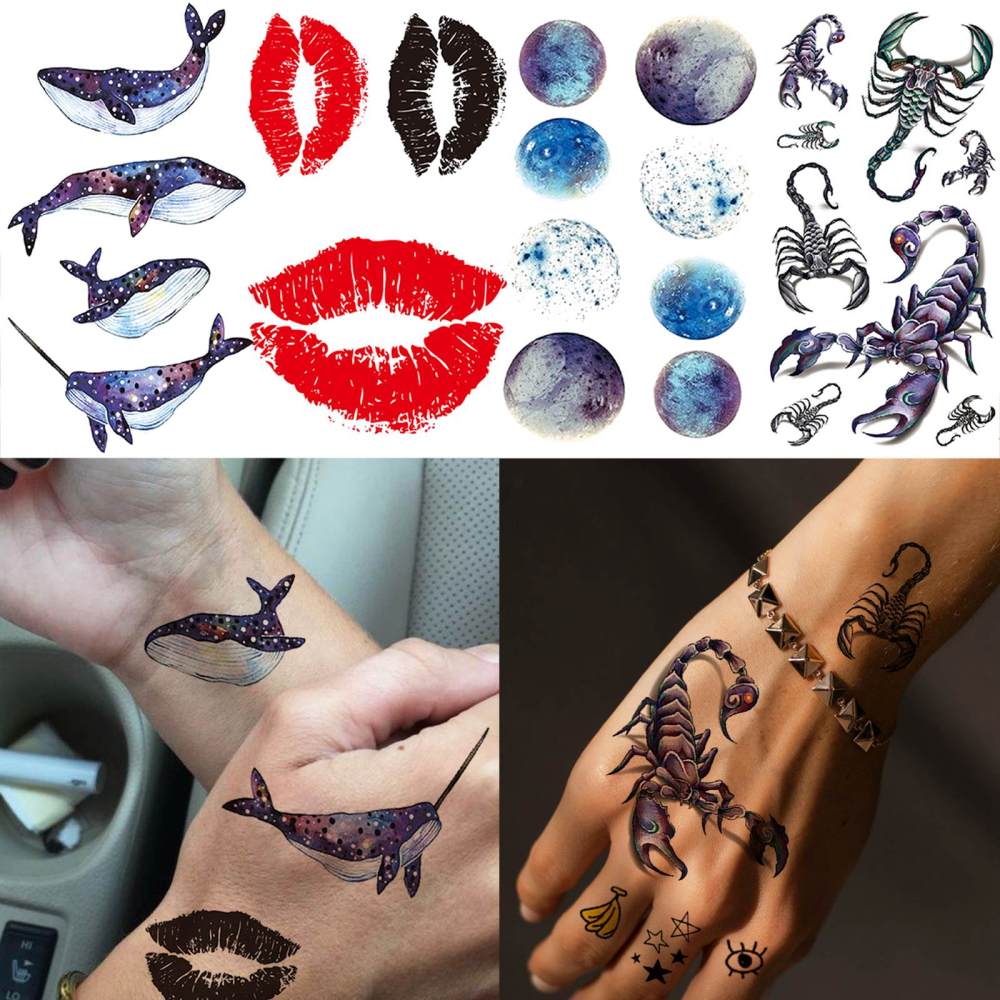 15 Sheets Cute Temporary Tattoos For Women Men Adults Hands Finger Foot Neck Clavicle Legs Thigh Forearm Shank Arm Body Art Makeup, Semi Permanent Temp Fake Tattoo Stickers Waterproof Long Lasting Realistic Tatoos For Festival Party Accessory
