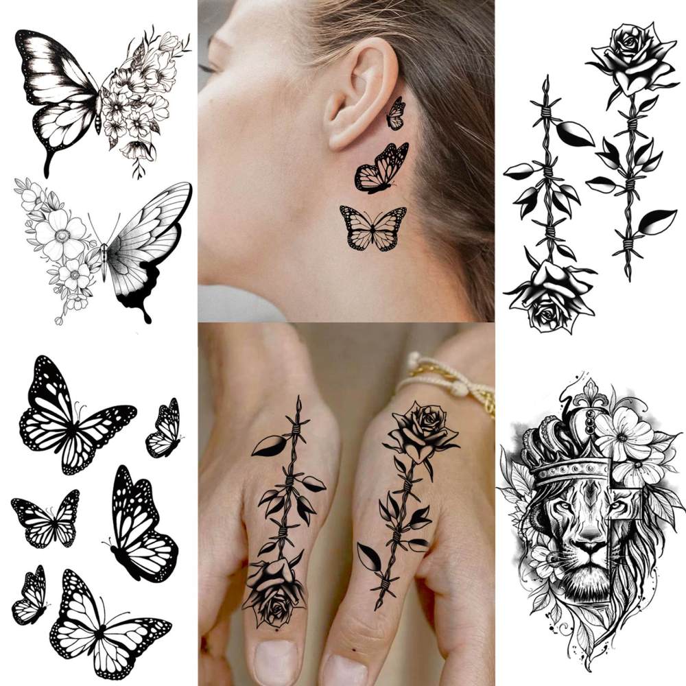 15 Sheets Animals Temporary Tattoos For Women Men Adults Hands Finger Foot Neck Clavicle Legs Forearm Shank Arm Body Art Makeup, Semi Permanent Temp Fake Tattoo Stickers Waterproof Long Lasting Realistic Tatoos For Festival Party Accessory