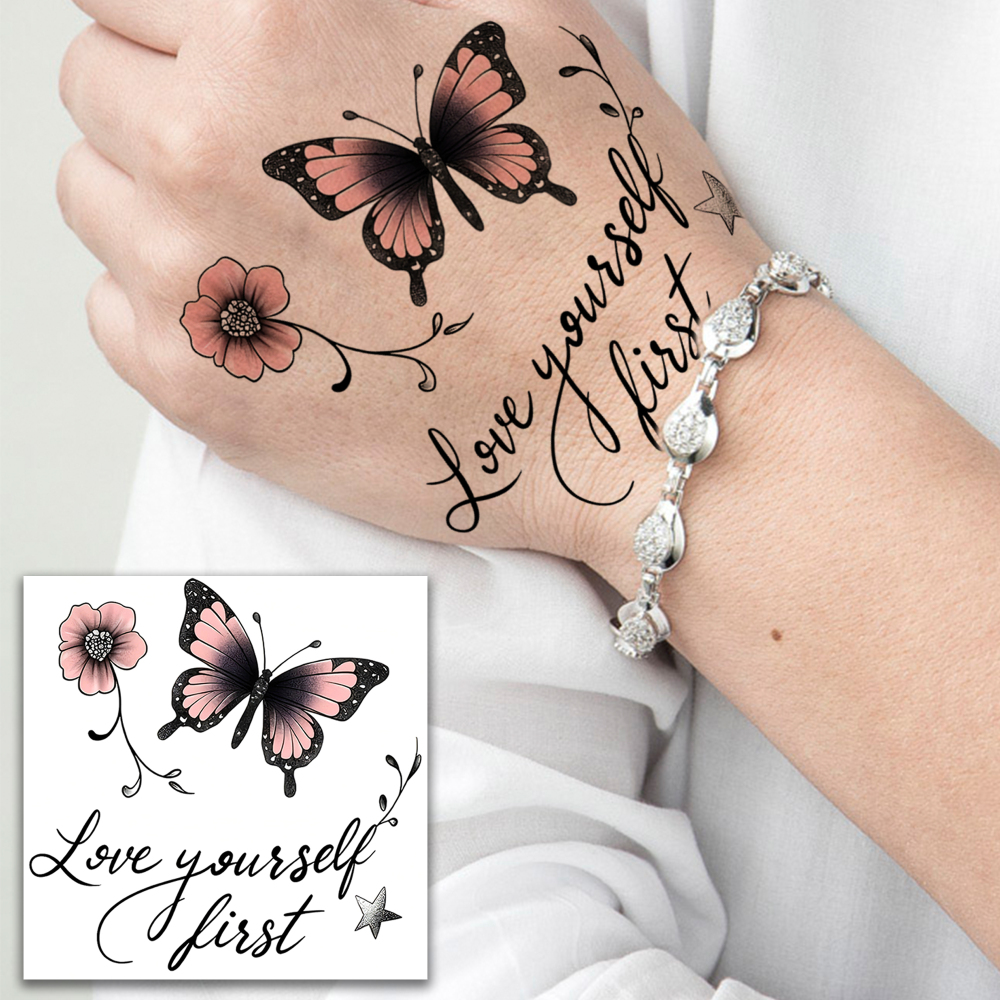 1 Sheet Butterfly Temporary Tattoos For Women Men Adults Hands Finger Foot Neck Clavicle Legs Forearm Shank Arm Body Art Makeup, Semi Permanent Temp Fake Tattoo Stickers Waterproof Long Lasting Realistic Tatoos For Festival Party Accessory