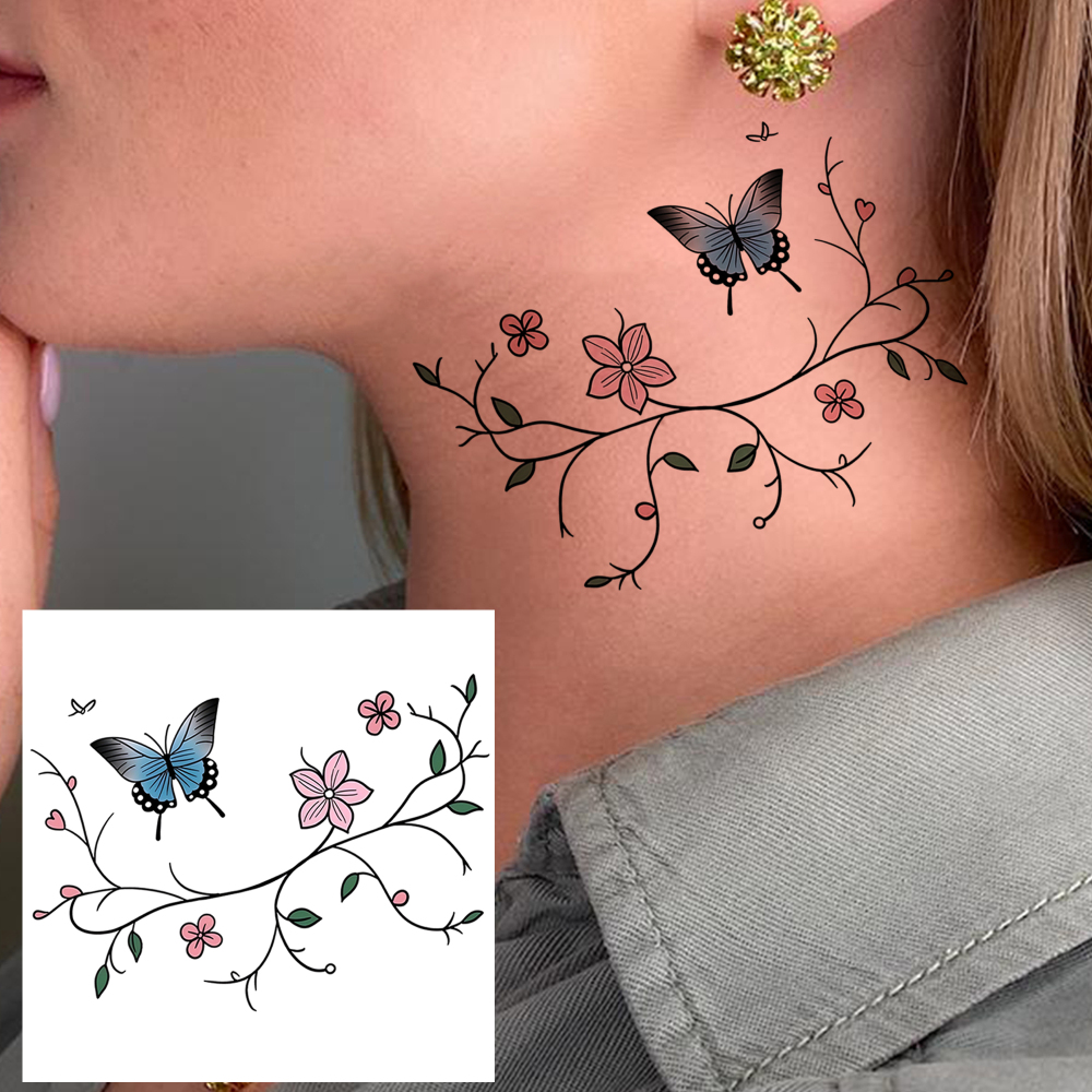 1 Sheet Butterfly Temporary Tattoos For Women Men Adults Hands Finger Foot Neck Clavicle Legs Forearm Shank Arm Body Art Makeup, Semi Permanent Temp Fake Tattoo Stickers Waterproof Long Lasting Realistic Tatoos For Festival Party Accessory