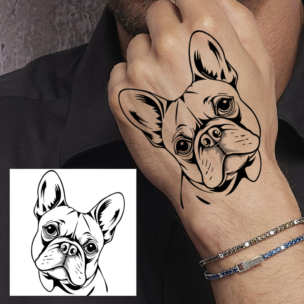 1 Sheet Dog Temporary Tattoos For Women Men Adults Hands Finger Foot Neck Clavicle Legs Forearm Shank Arm Body Art Makeup, Semi Permanent Temp Fake Tattoo Stickers Waterproof Long Lasting Realistic Tatoos For Festival Party Accessory
