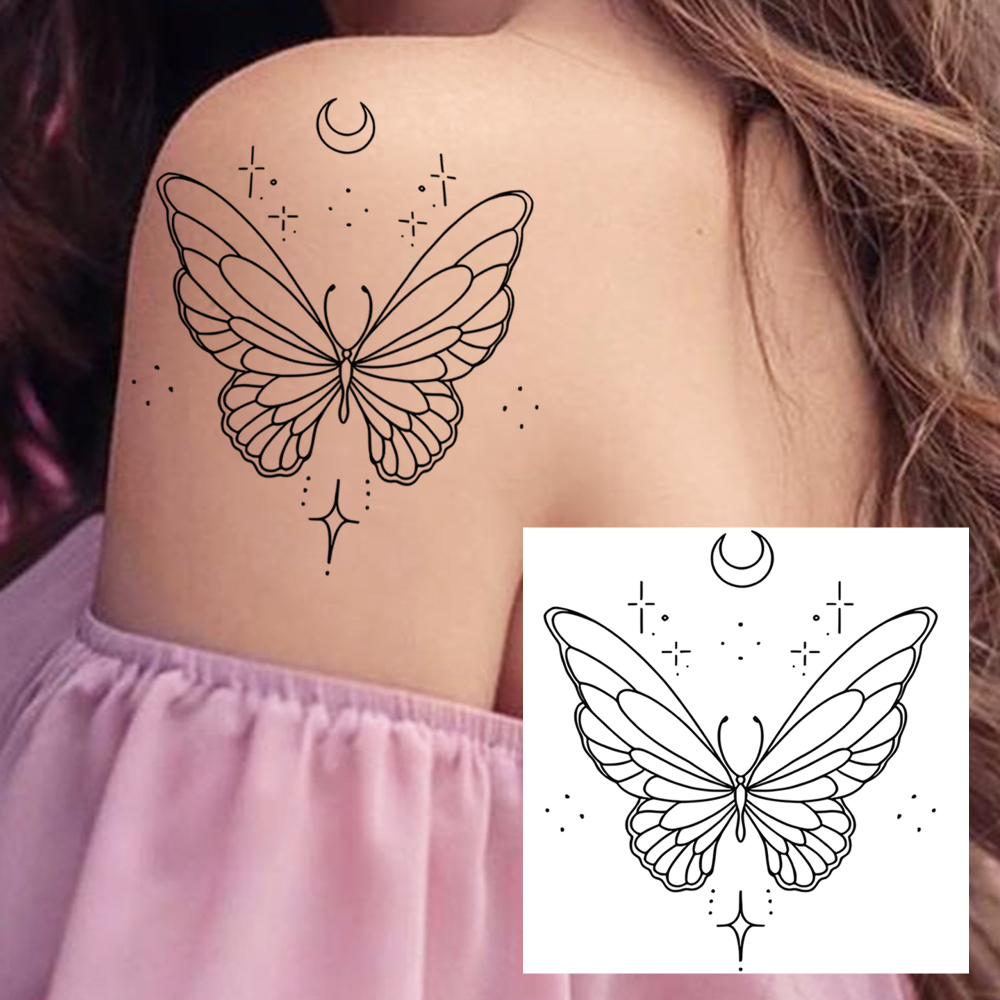 1 Sheet Butterfly Temporary Tattoos For Women Men Adults Hands Finger Foot Neck Clavicle Legs Forearm Shank Arm Body Art Makeup, Semi Permanent Temp Fake Tattoo Stickers Waterproof Long Lasting Realistic Tatoos For Festival Party Accessory