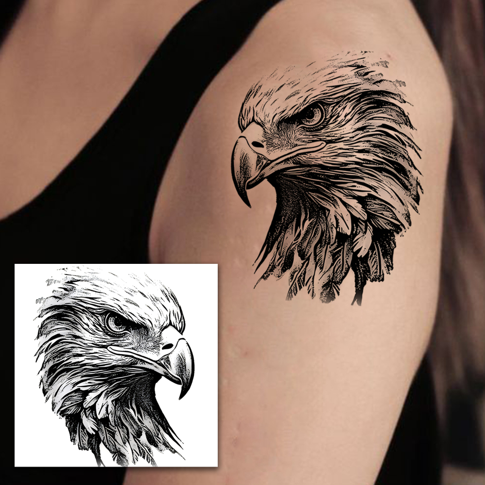 1 Sheet Eagle Temporary Tattoos For Women Men Adults Hands Finger Foot Neck Clavicle Legs Forearm Shank Arm Body Art Makeup, Semi Permanent Temp Fake Tattoo Stickers Waterproof Long Lasting Realistic Tatoos For Festival Party Accessory
