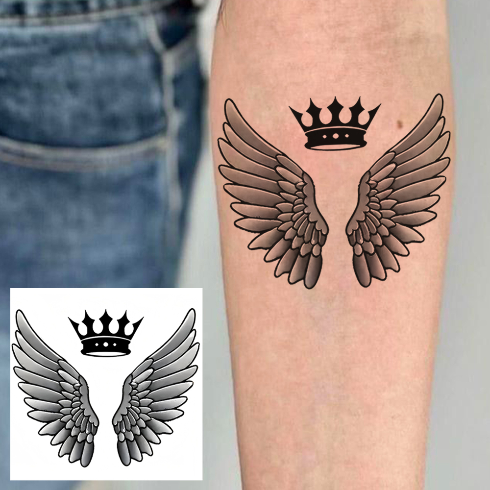 1 Sheet Angel Wings Temporary Tattoos For Women Men Adults Hands Finger Foot Neck Clavicle Legs Forearm Shank Arm Body Art Makeup, Semi Permanent Temp Fake Tattoo Stickers Waterproof Long Lasting Realistic Tatoos For Festival Party Accessory